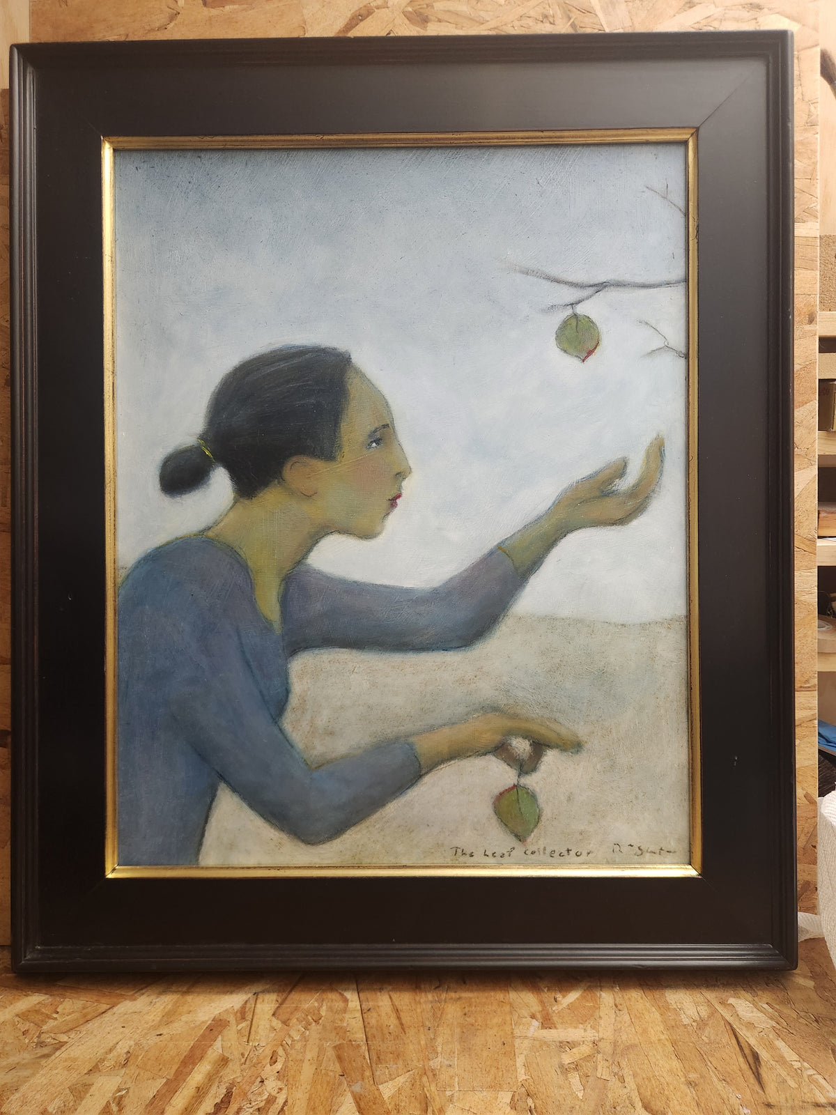 'The Leaf Collector' oil painting