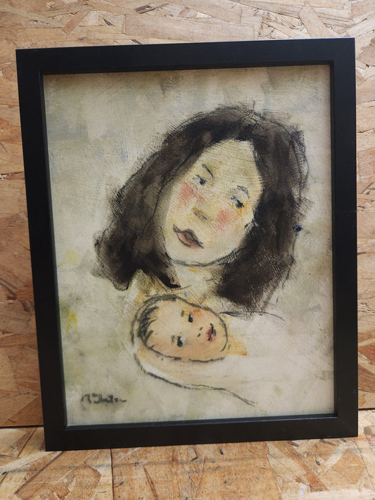'Modern Madonna and Child' mixed media painting