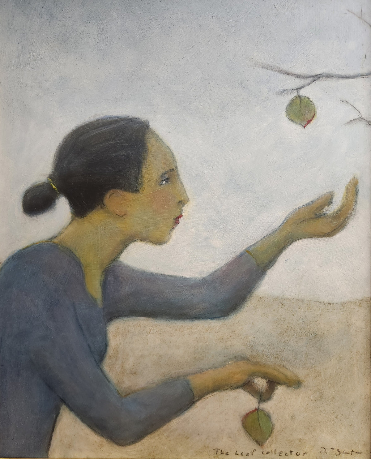 'The Leaf Collector' oil painting